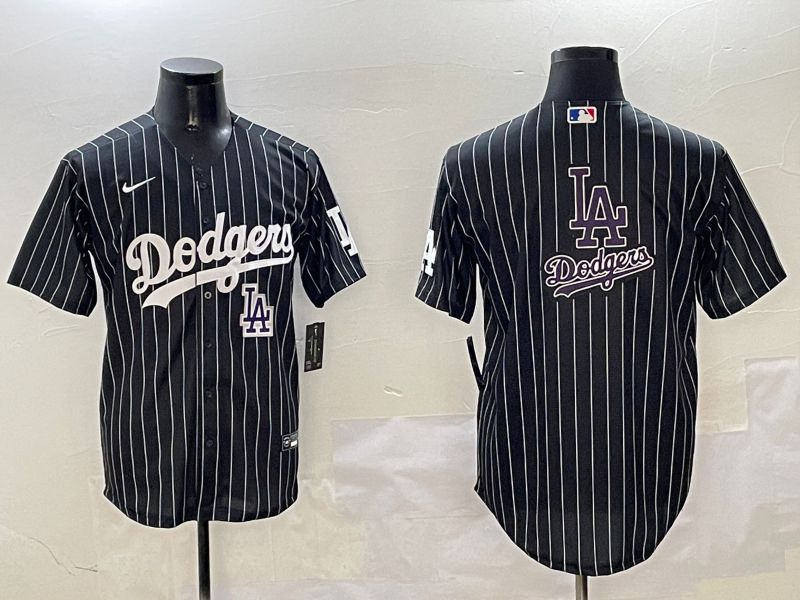 Men Los Angeles Dodgers Blank Black Stripe Jointly Name 2025 Nike MLB Jersey style 24